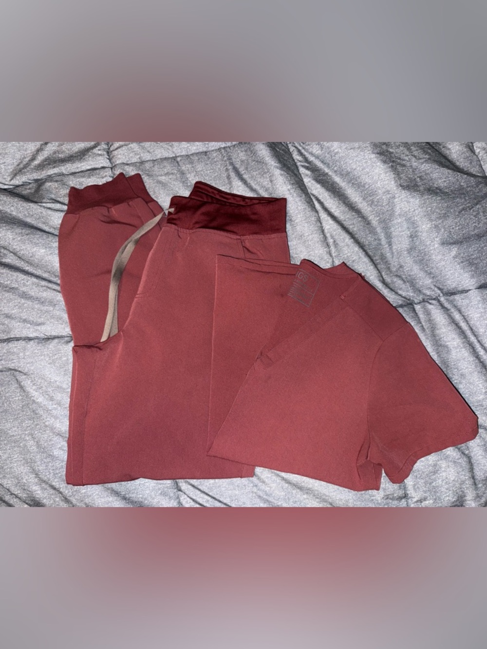 Figs Womens Scrub Set in dark cherry